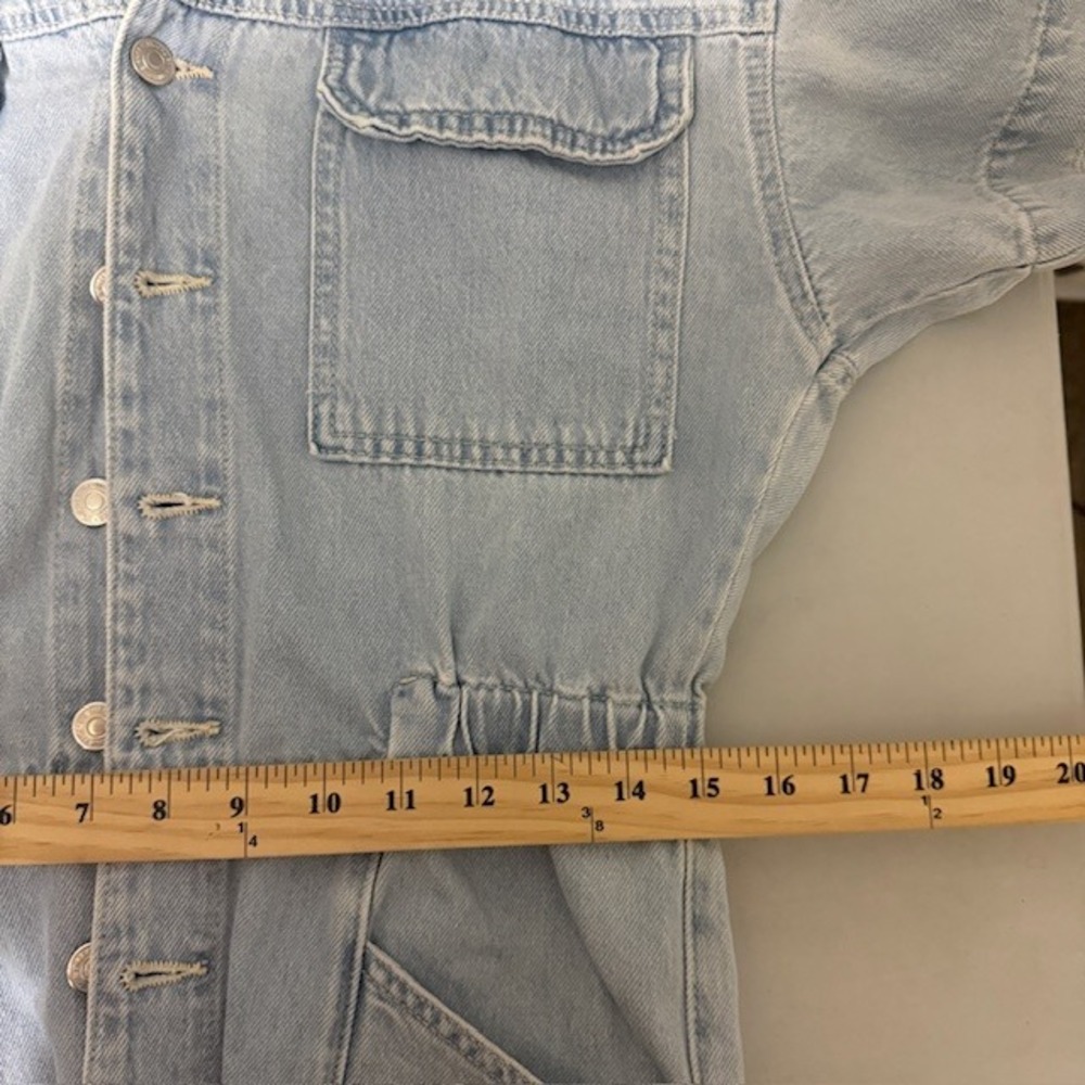 We The Free People Light Wash Denim Short Sleeve Button Front Jumpsuit Medium - Picture 5 of 13